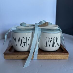 Rae Dunn Disney Cinderella Sugar and Cream set Magic Sparkles spoons and tray